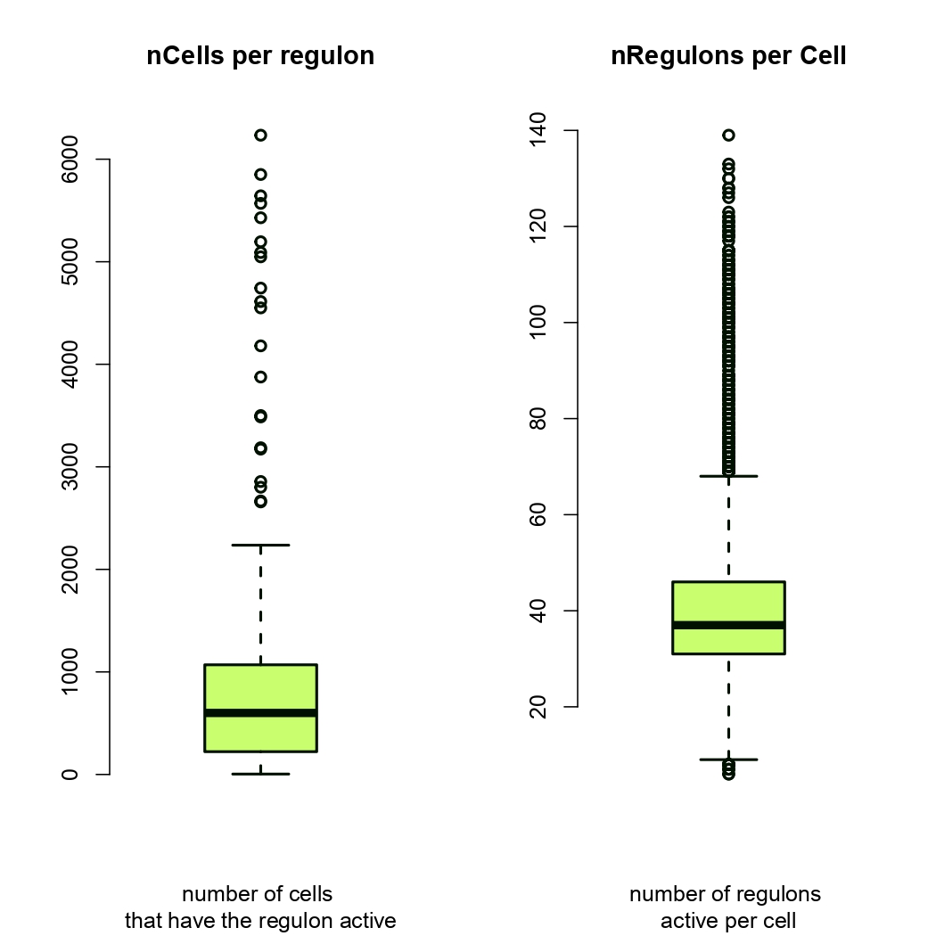 Heatmap showing statistics of regulons